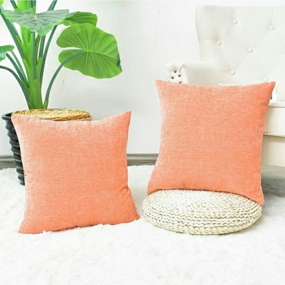 🆕️ Coral/Cantaloupe Cushion Covers 18"x18" (2)